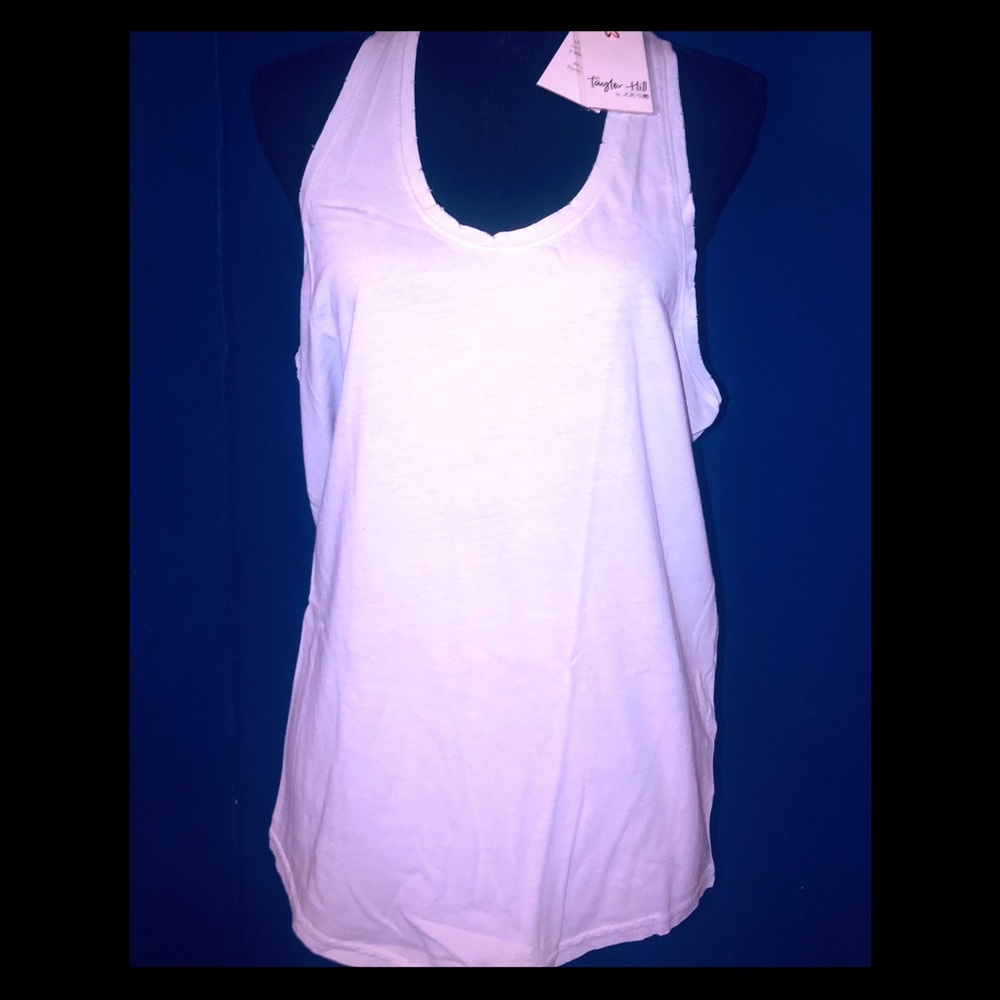 NWT Baby Blue Distressed Muscle Tank